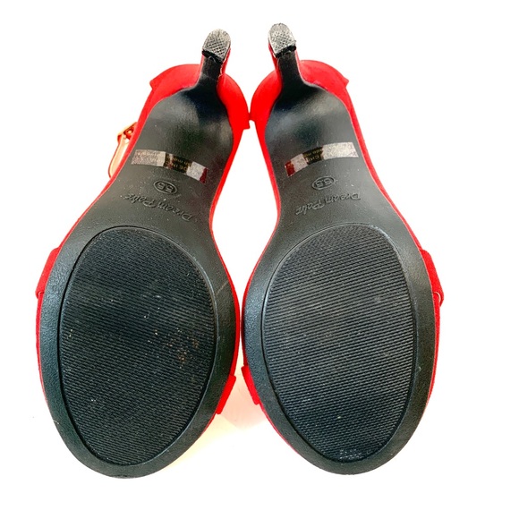 Dream Pairs Karrie Ankle Strap High Heel Stiletto Sandals in Red Suede Size 5.5 - Picture 9 of 10